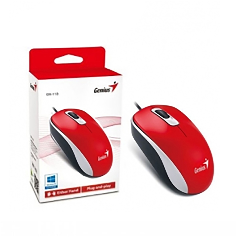 MOUSE GENIUS DX-110 USB OPTICO 1000 DPI RED - 2