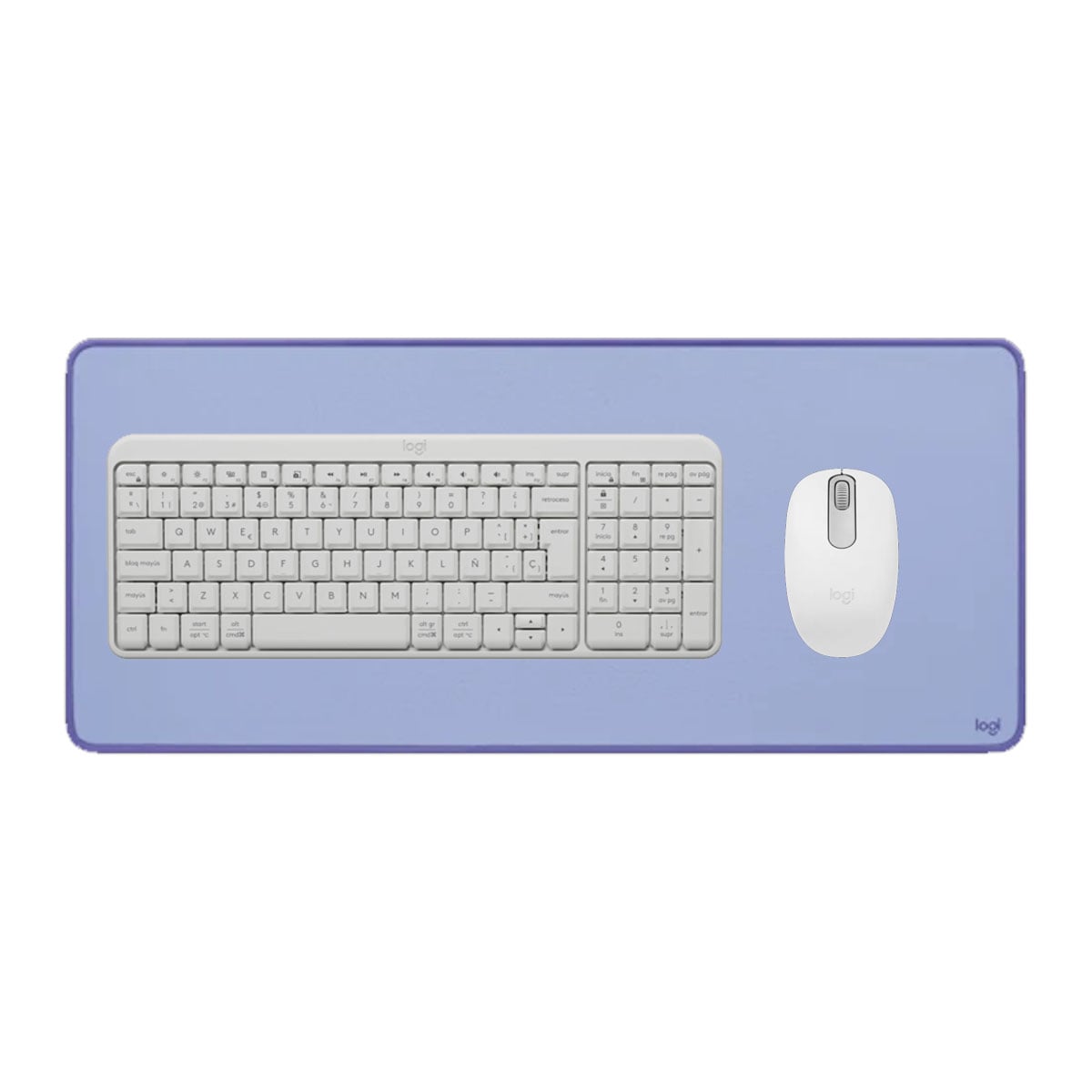 KIT LOGITECH TECLADO K250 + MOUSE M196 BLANCO +PAD MOUSE 30X70 LILA - 1