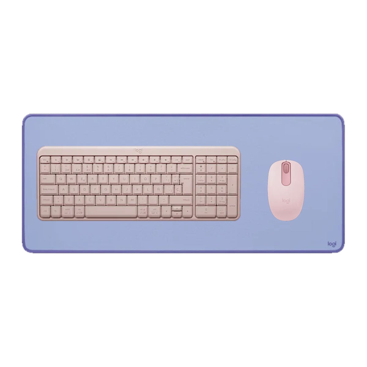 KIT LOGITECH TECLADO K250 + MOUSE M196 ROSADO +PAD MOUSE 30X70 LILA - 1