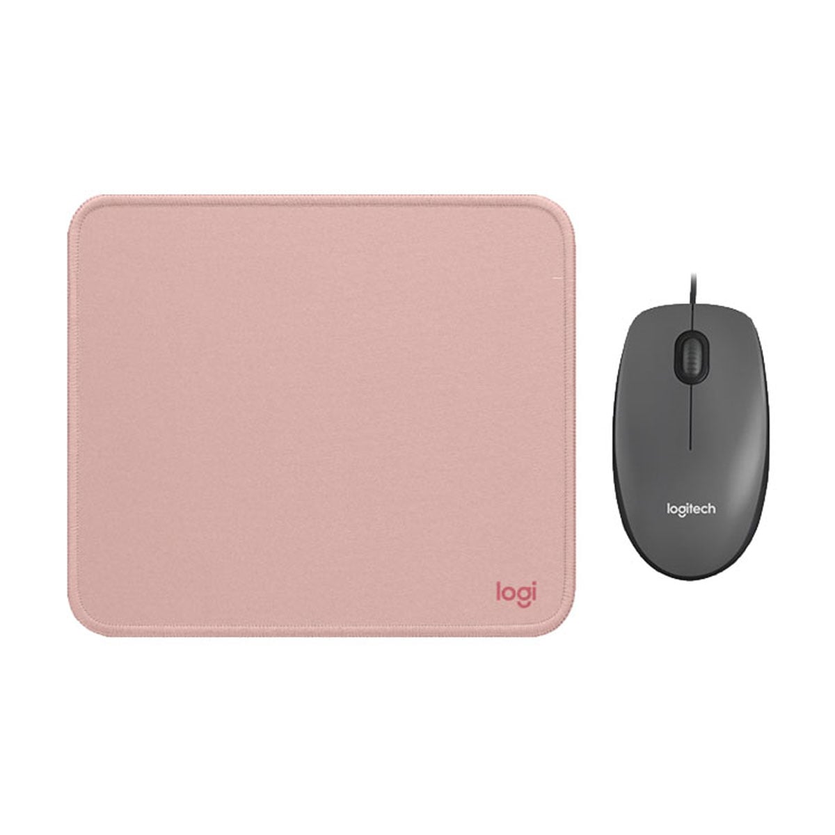 KIT LOGITECH MOUSE M90 GRIS PAD MOUSE 200X230 ROSADO - 1