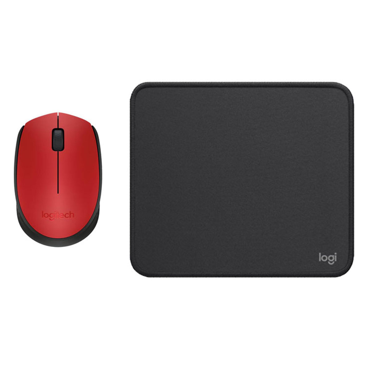 KIT LOGITECH MOUSE M170 ROJO PAD MOUSE 200X230 NEGRO - 1