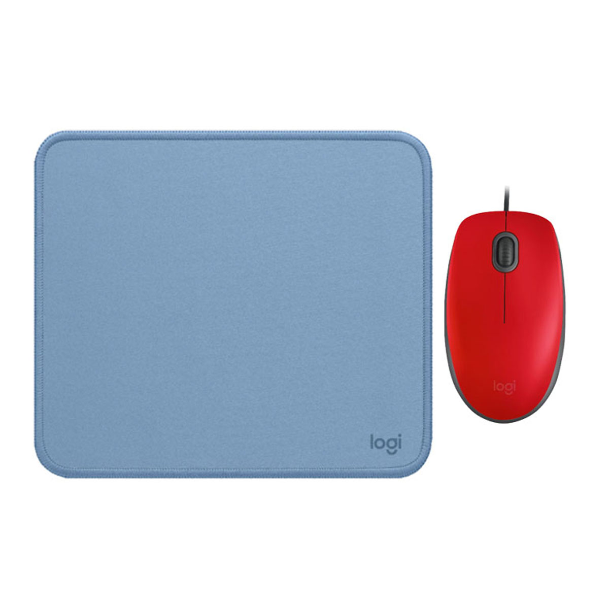 KIT LOGITECH MOUSE M110 ROJO PAD MOUSE 200X230 AZUL - 1