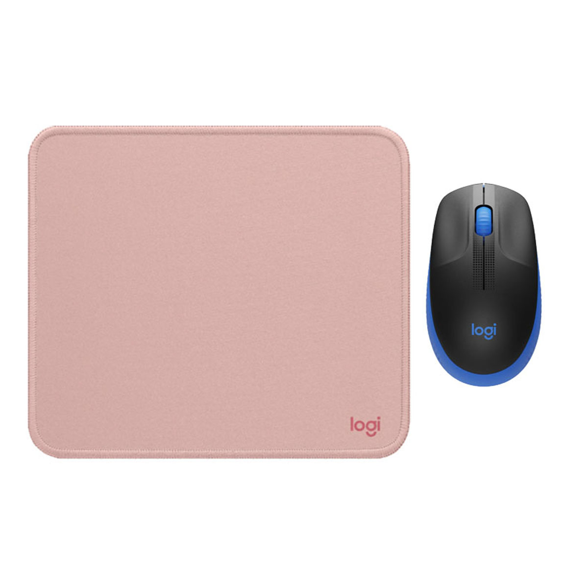 KIT LOGITECH MOUSE M190 AZUL PAD MOUSE 200X230 ROSADO - 1