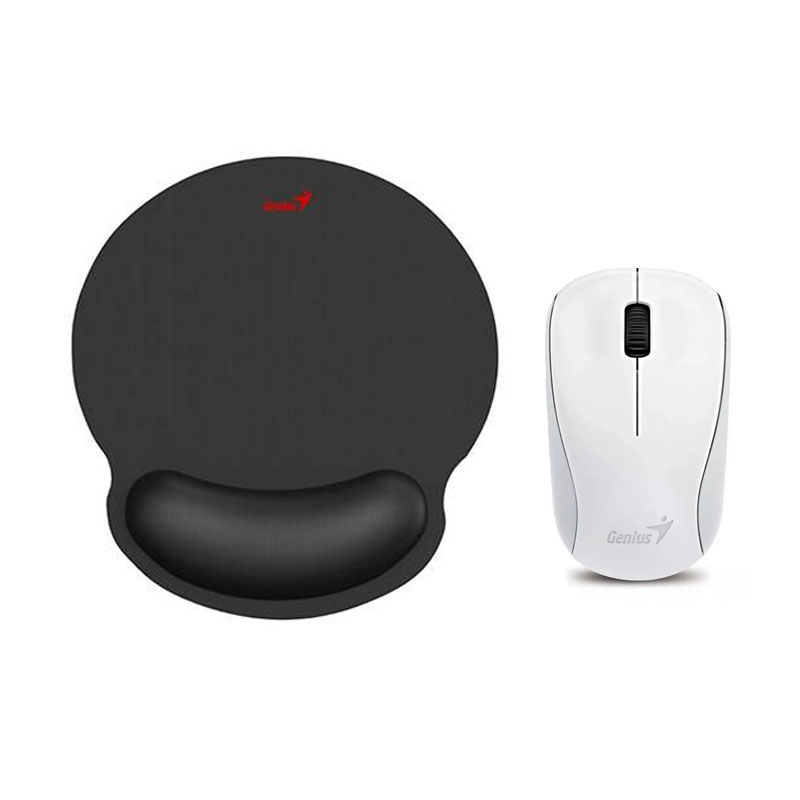 KIT GENIUS MOUSE NX-7000 BLANCO+ PAD MOUSE G-WMP 100 C/DESCANSADOR NEGRO - 1