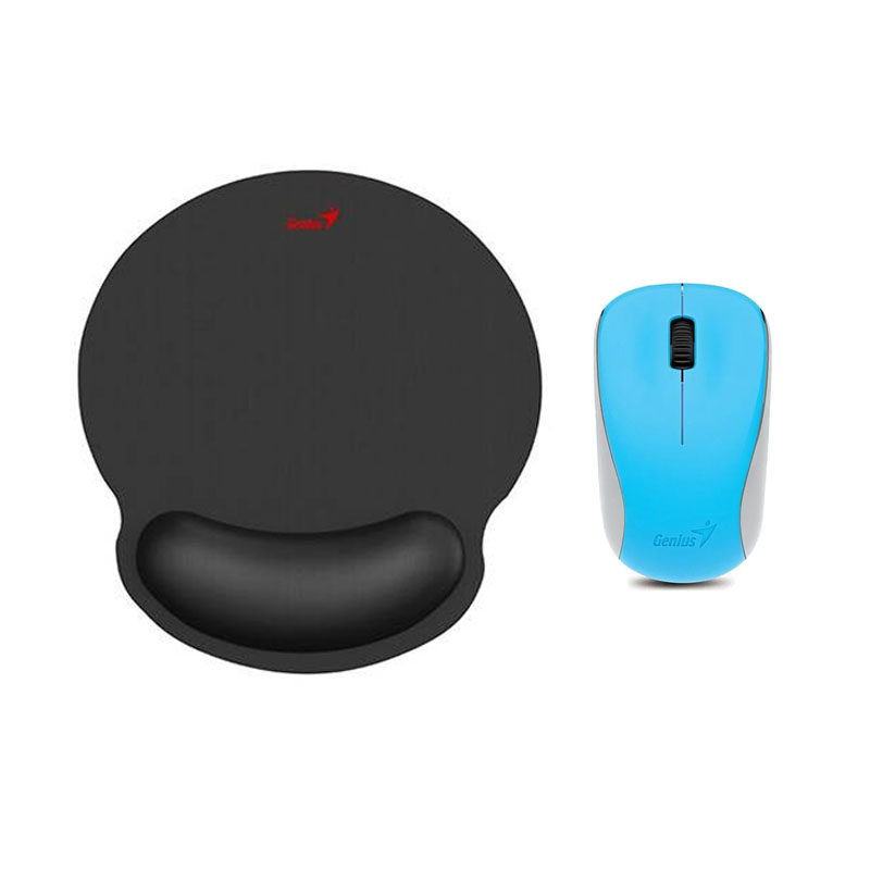 KIT GENIUS MOUSE NX-7000 AZUL + PAD MOUSE G-WMP 100 C/DESCANSADOR NEGRO - 1