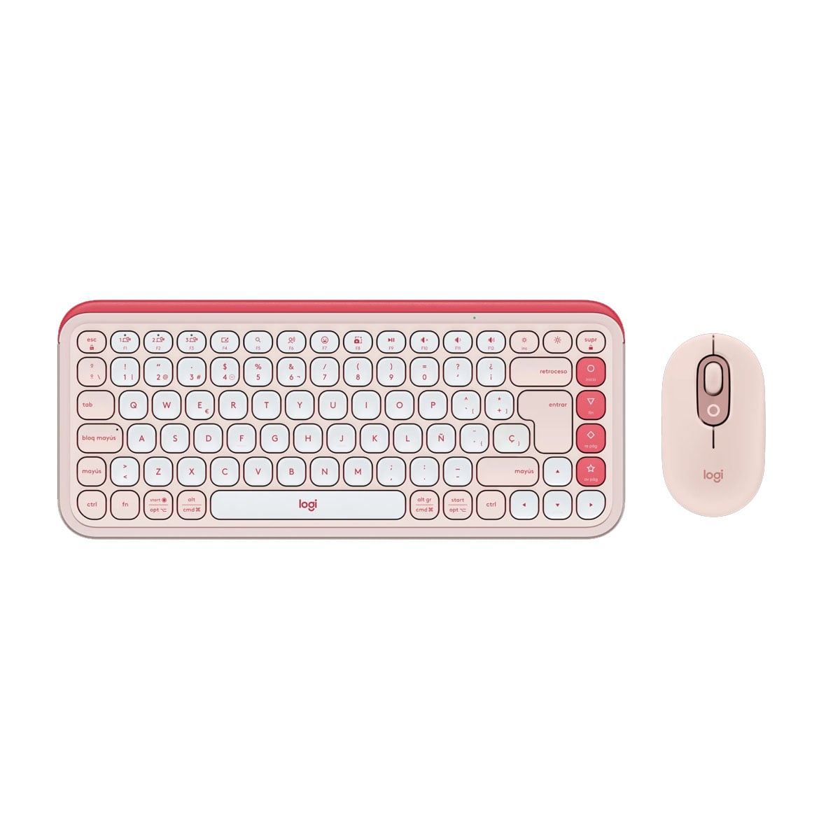 KIT TECLADO LOGITECH + MOUSE POP ICON BLUETOOTH ROSADO - 1