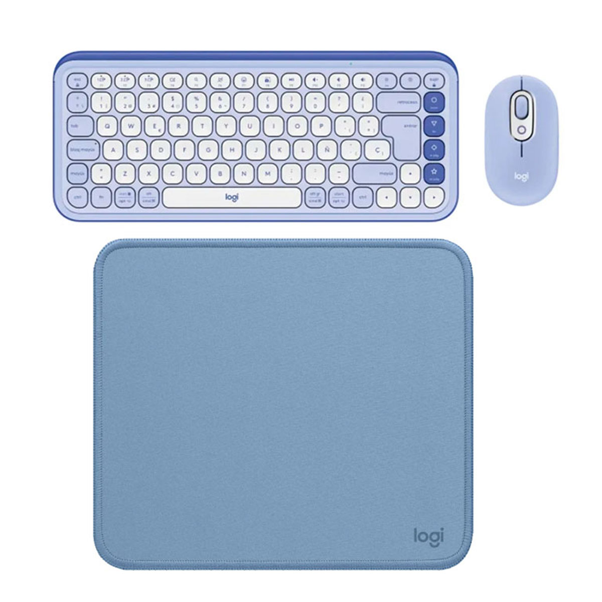 KIT LOGITECH TECLADO + MOUSE POP ICON BLUETOOTH LILA PAD MOUSE 200X230 AZUL - 1