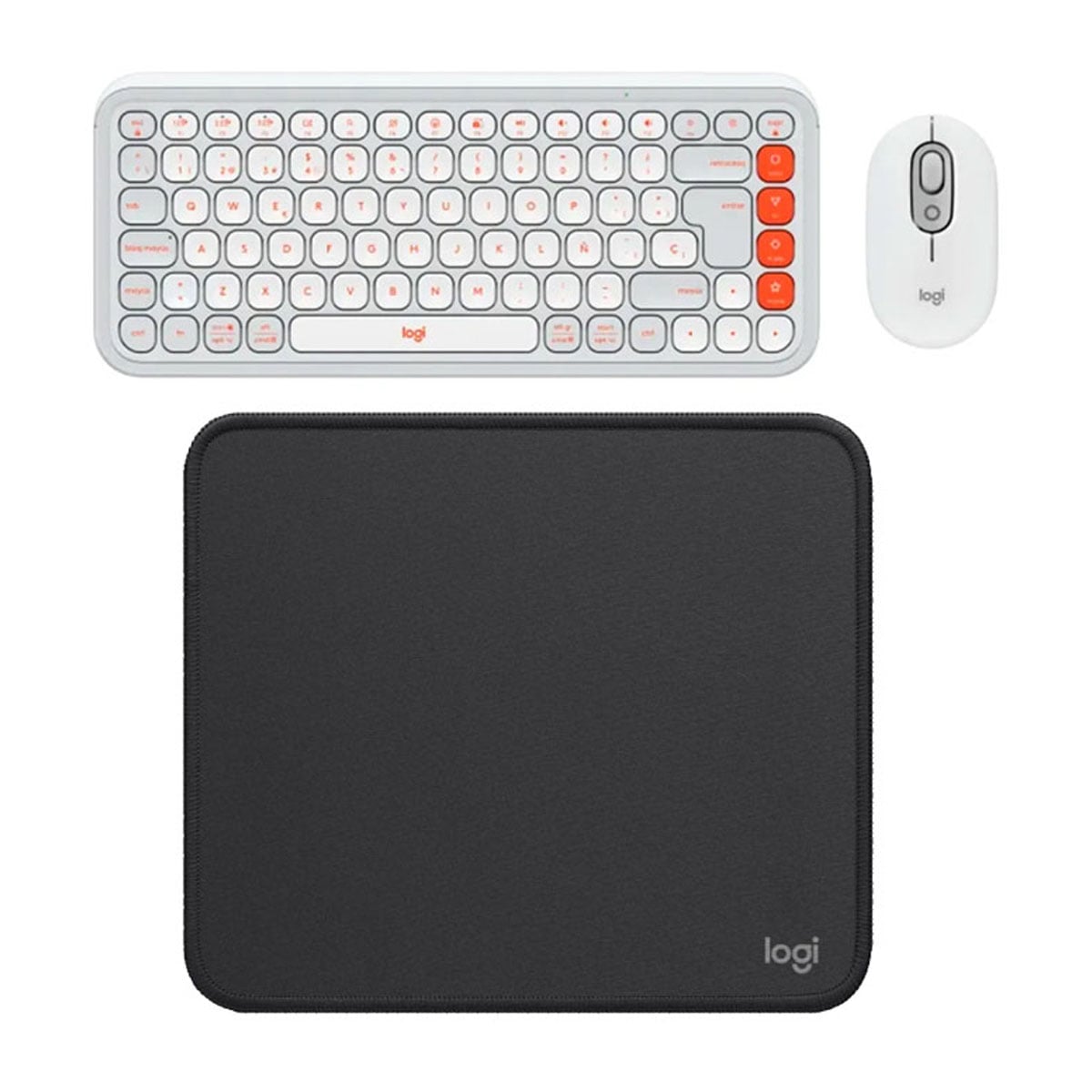 KIT LOGITECH TECLADO + MOUSE POP ICON BLUETOOTH BLANCO PAD MOUSE 200X230 NEGRO - 1