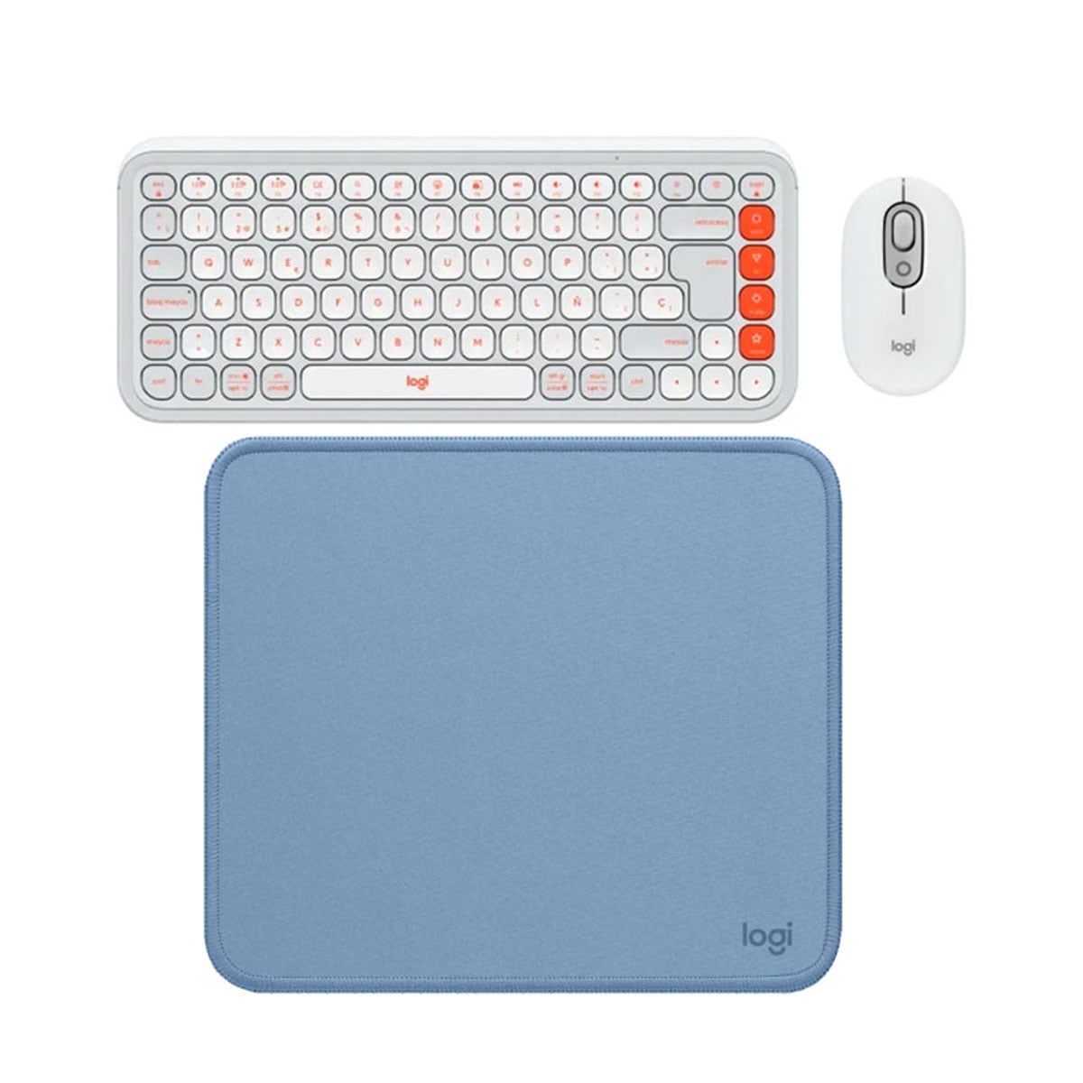 KIT LOGITECH TECLADO + MOUSE POP ICON BLUETOOTH BLANCO PAD MOUSE 200X230 AZUL - 1