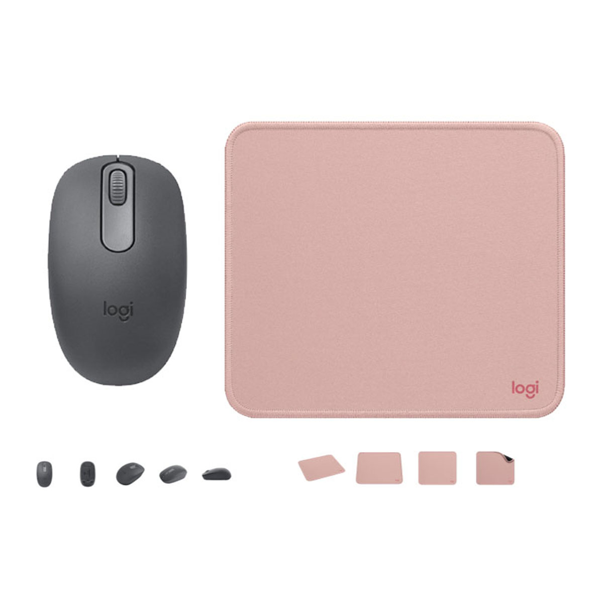 KIT LOGITECH MOUSE M196 Y PAD MOUSE 200X230 ROSADO - 1