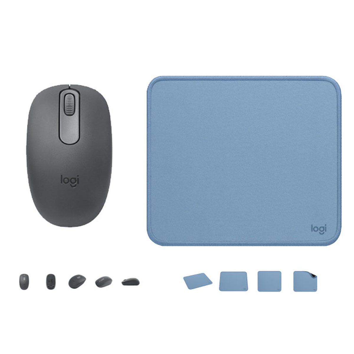KIT LOGITECH MOUSE M190 NEGRO Y PAD MOUSE 200X230 AZUL - 1