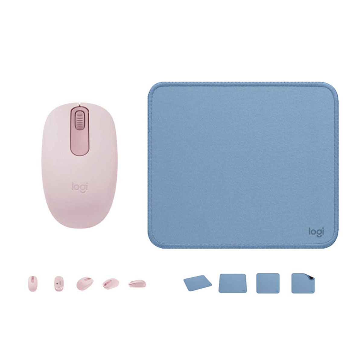 KIT LOGITECH MOUSE M196 ROSADO PAD MOUSE 200X230 AZUL - 1