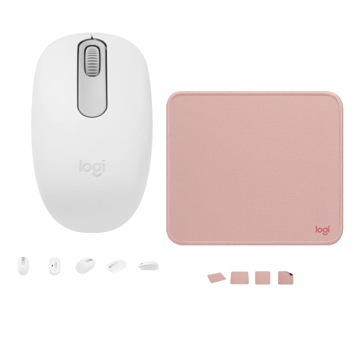 KIT LOGITECH MOUSE M196 BLANCO PAD MOUSE 200X230 ROSADO - 1