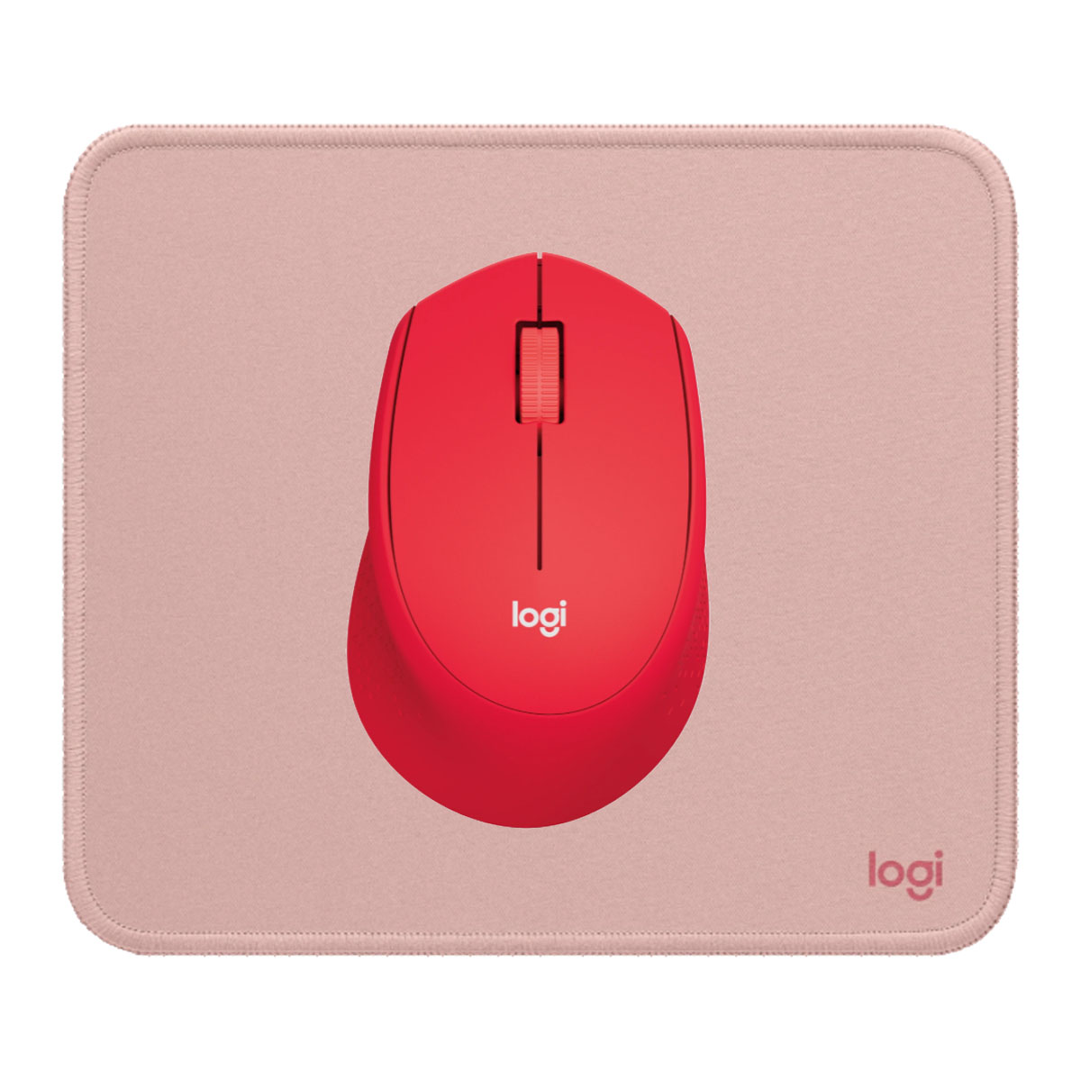 KIT LOGITECH MOUSE M280 ROJO  PAD MOUSE 200X230 ROSADO - 1