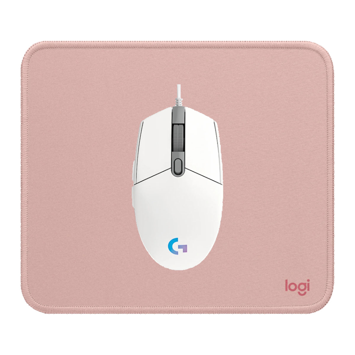 KIT LOGITECH MOUSE G203 BLANCO Y PAD MOUSE 200X230 ROSADO - 1