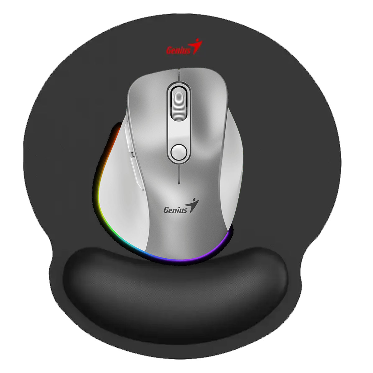 KIT MOUSE 9000S GRIS Y PAD MOUSE GENIUS G-WMP 100 C/DESCANSADOR - 1