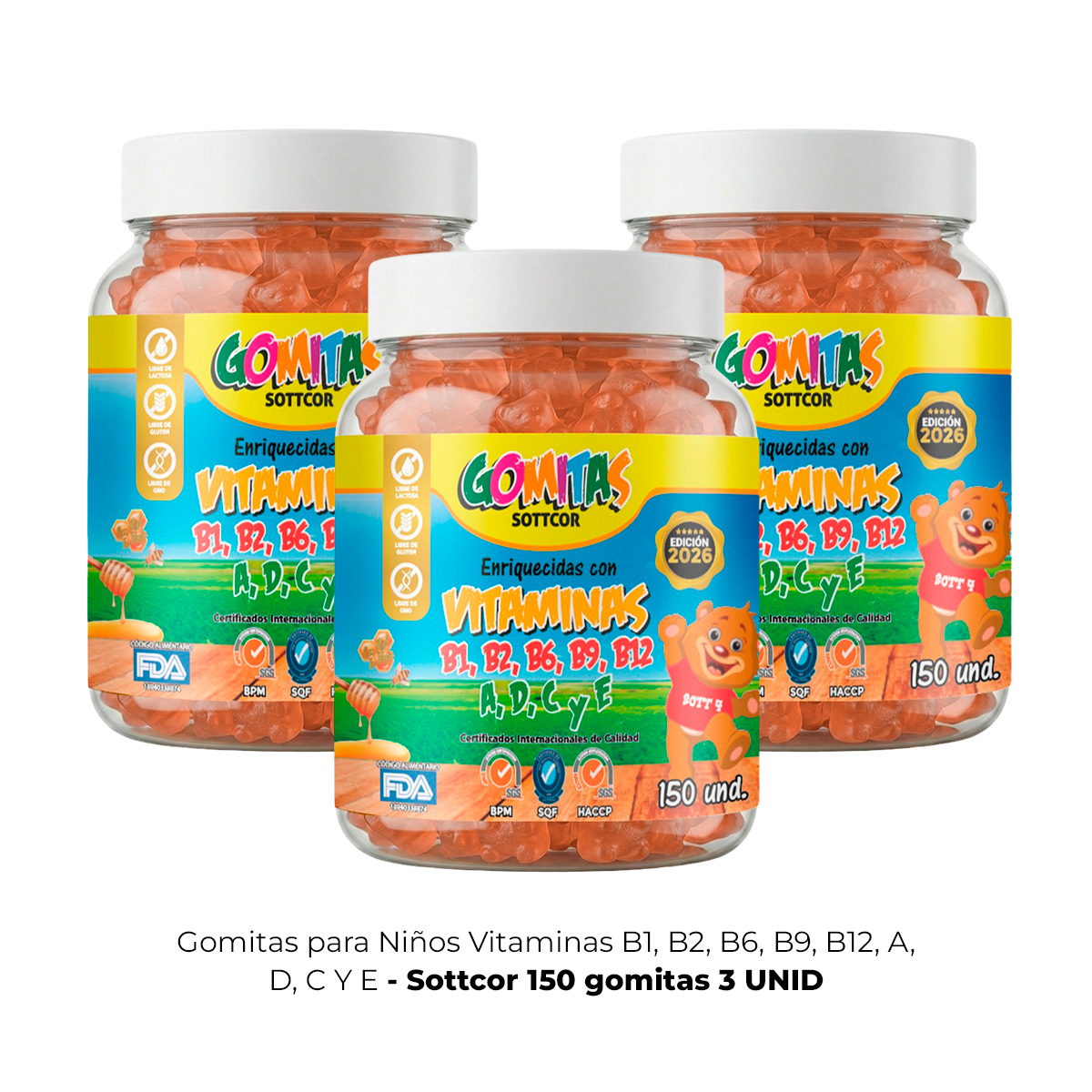 3 GOMITAS PARA NIÑOS VITAMINAS 150 GOMITAS SOTTCOR - 1