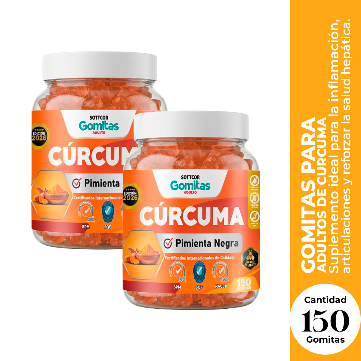 2 GOMITAS DE CURCUMA SOTTCOR 150 GOMITAS - 1