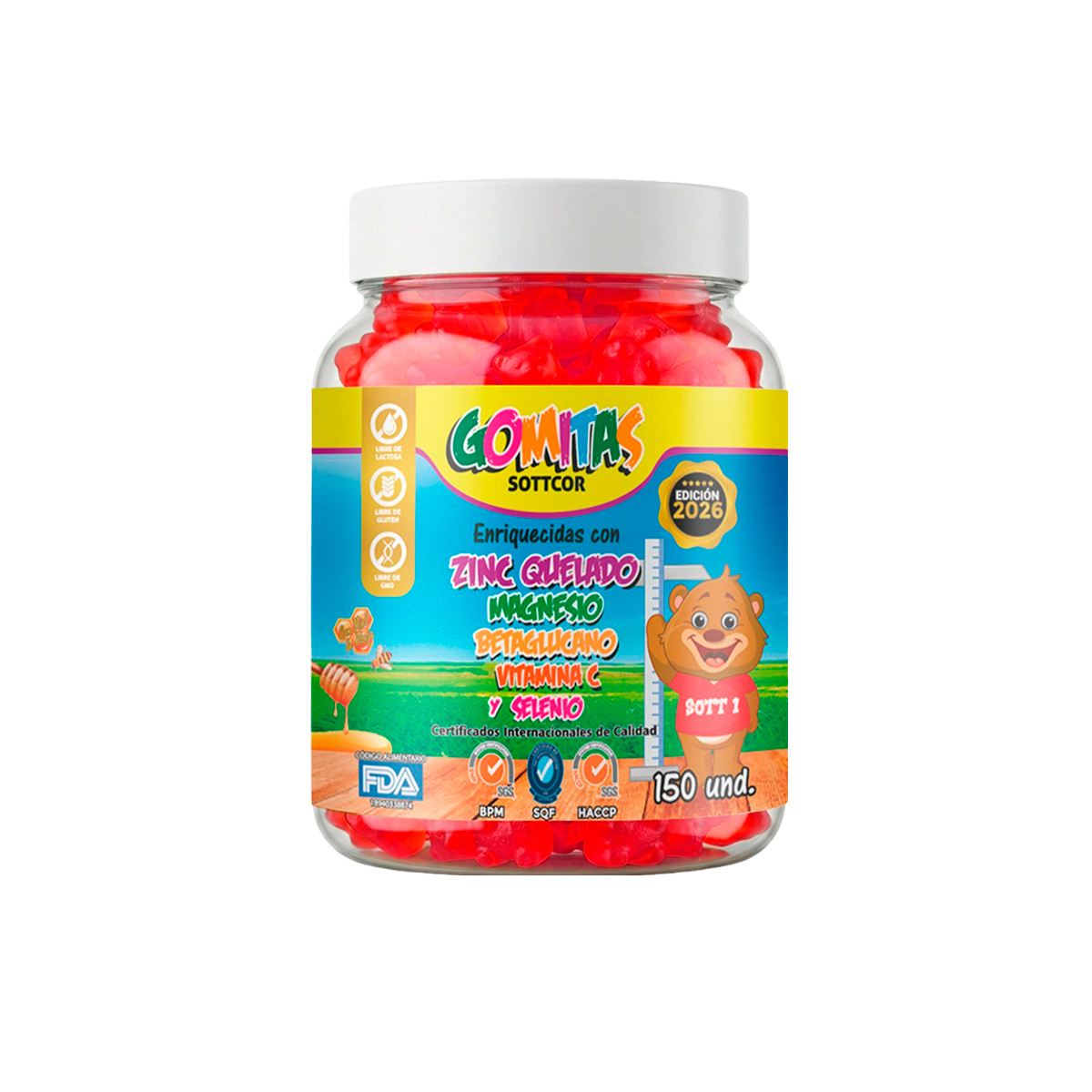 3 GOMITAS PARA NIÑOS ZINC QUELADO 150 GOMITAS SOTTCOR - 2