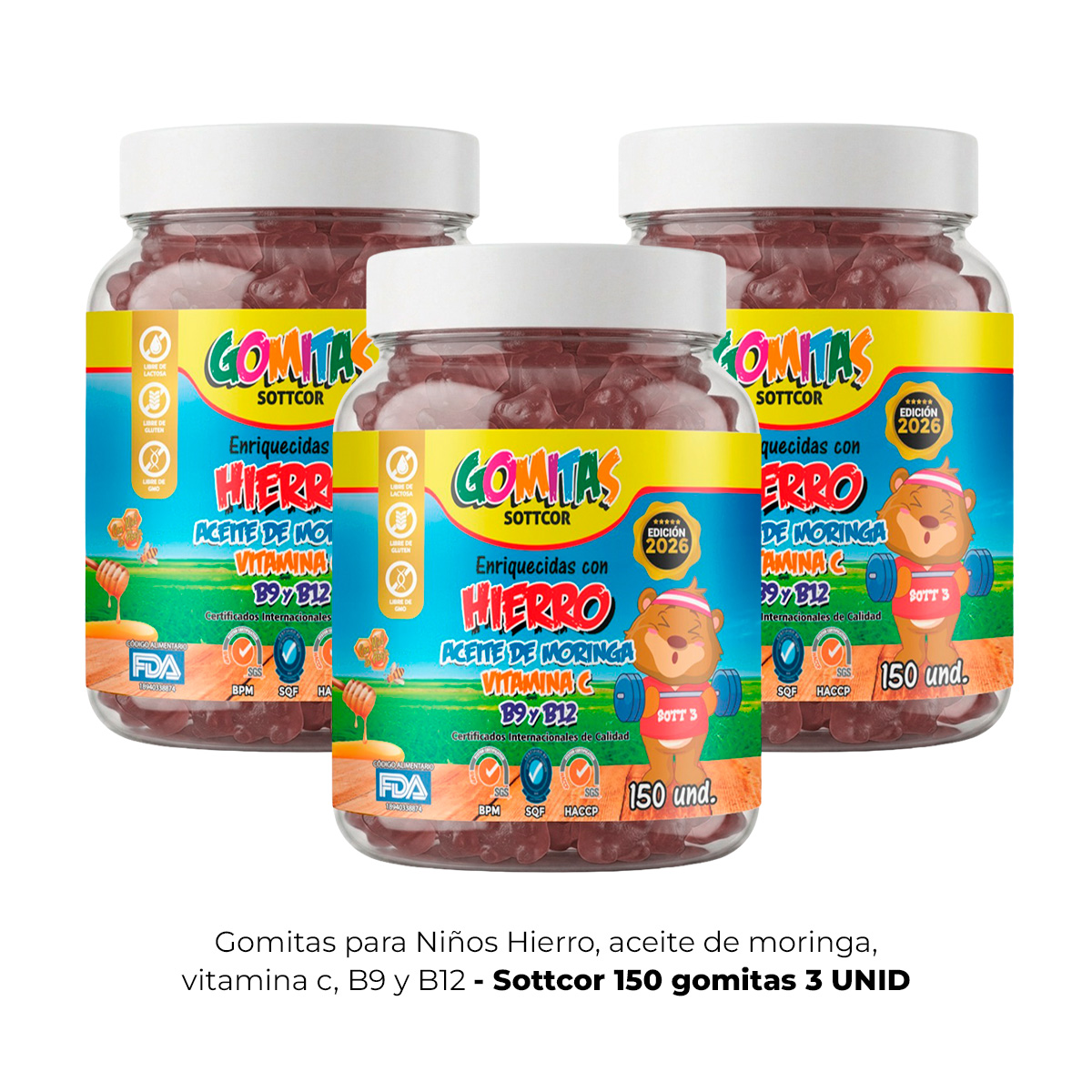 3 GOMITAS PARA NIÑOS HIERRO 150 GOMITAS SOTTCOR - 1