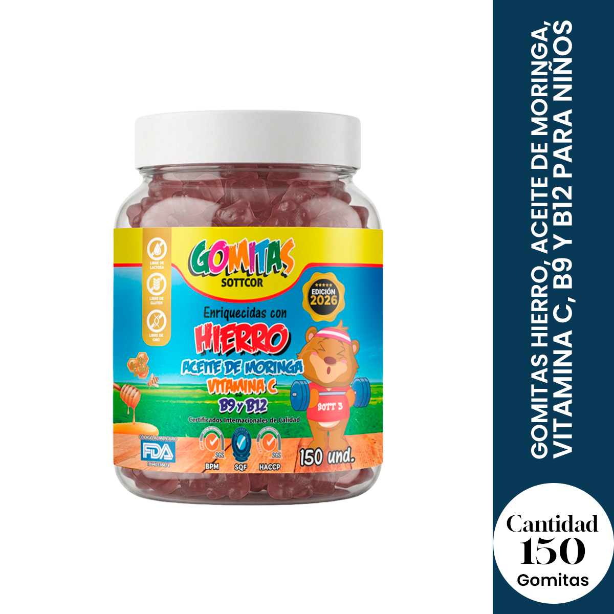 GOMITAS PARA NIÑOS HIERRO 150 GOMITAS SOTTCOR - 1