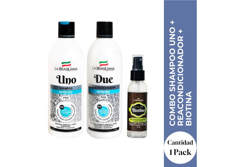 COMBO SHAMPOO UNO + REACONDICIONADOR + BIOTINA 60ML – RUTINA CAPILAR COMPLETA - 1