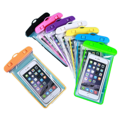 FUNDA PROTECTOR ACUÁTICA IMPERMEABLE PARA CELULARES COLOR ENTERO - 1