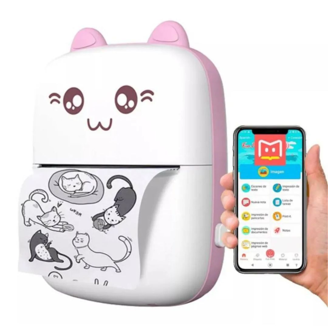 MINI IMPRESORA TÉRMICA PORTATIL RECARGABLE BLUETOOTH KAWAII - 1