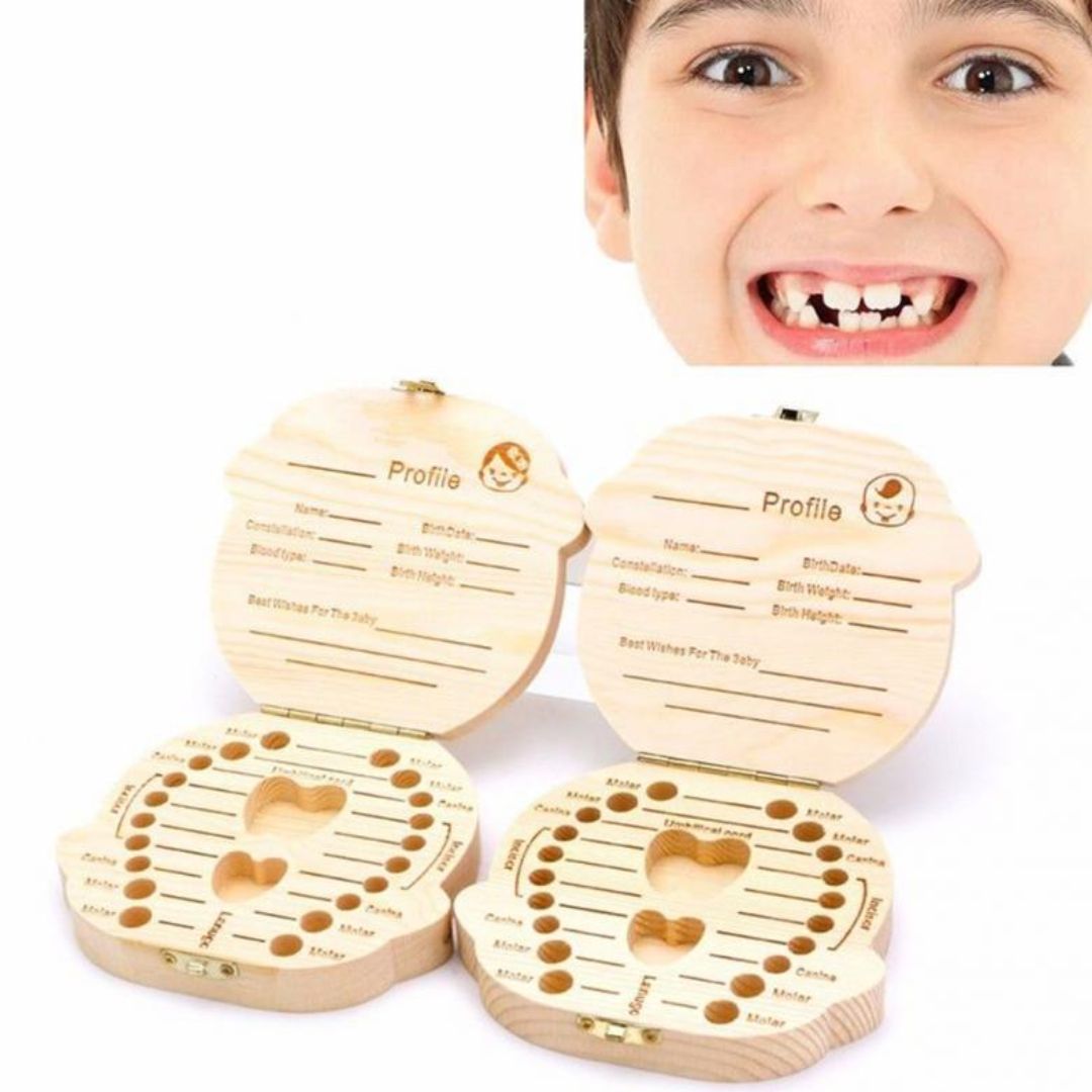 CAJA DE DIENTES DE LECHE PARA BEBÉ MADERA MACIZA - 2