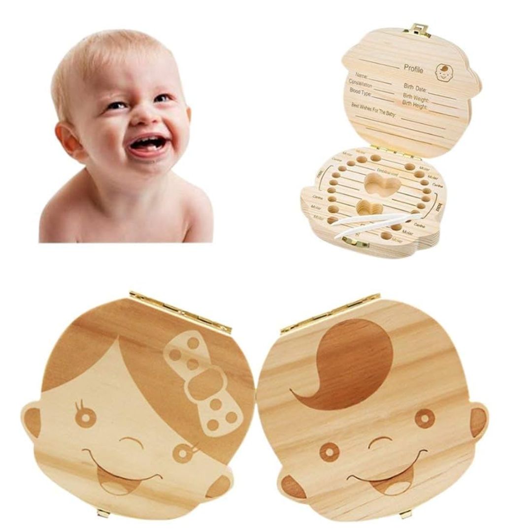 CAJA DE DIENTES DE LECHE PARA BEBÉ MADERA MACIZA - 3