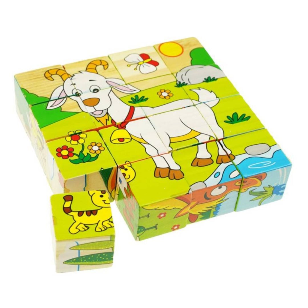 ROMPECABEZAS EN FORMA DE CUBO CON TEMATICA DE ANIMALES DE 16 PIEZAS - 4