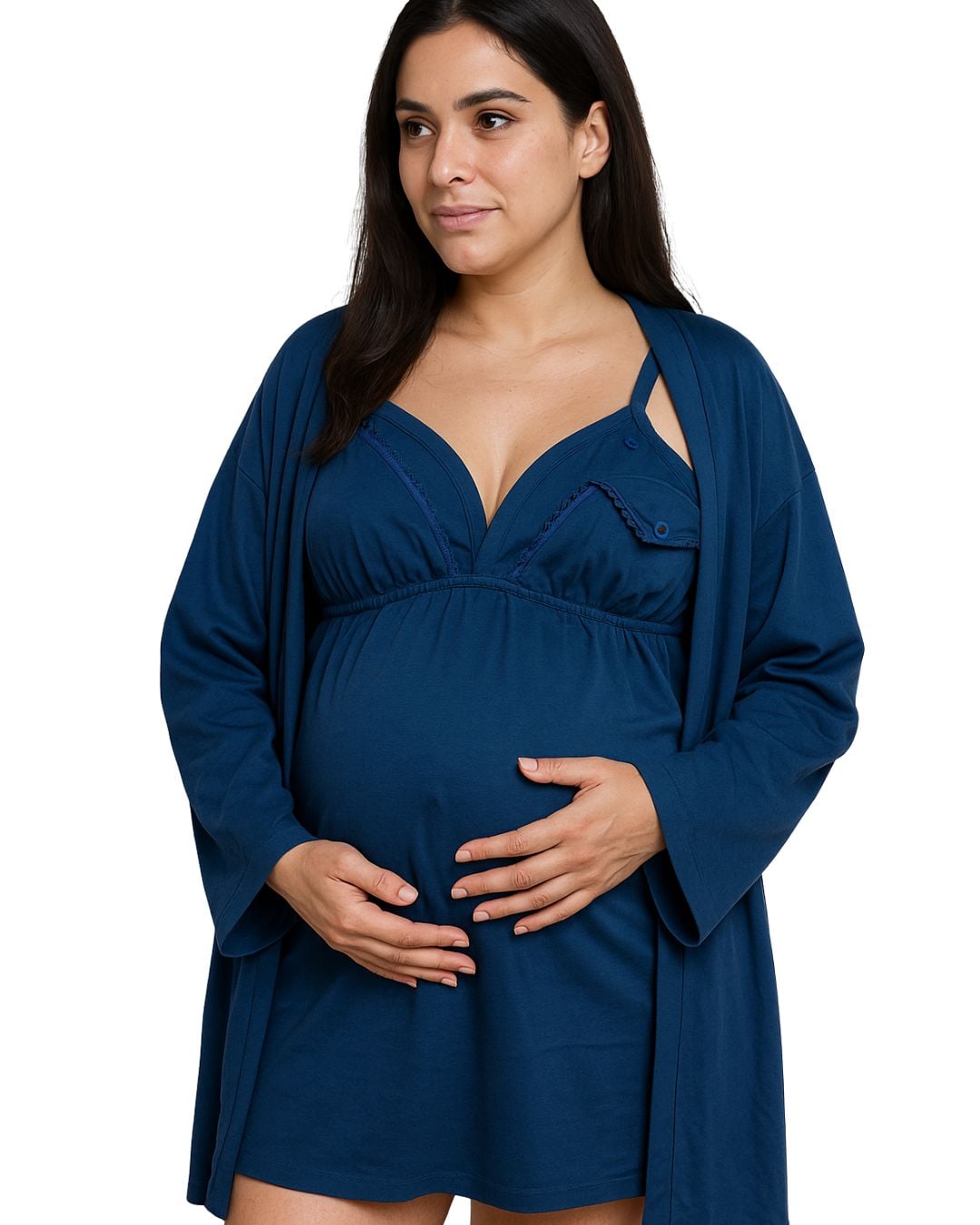 PIJAMA / BATA MATERNIDAD  DE EMBARAZO Y LACTANCIA AZUL - 1