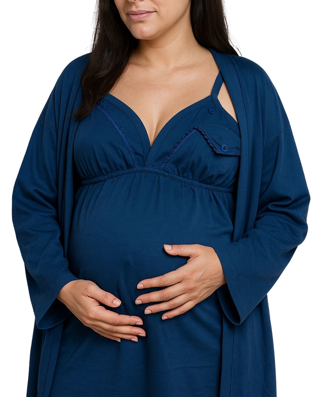 PIJAMA / BATA MATERNIDAD  DE EMBARAZO Y LACTANCIA AZUL - 3