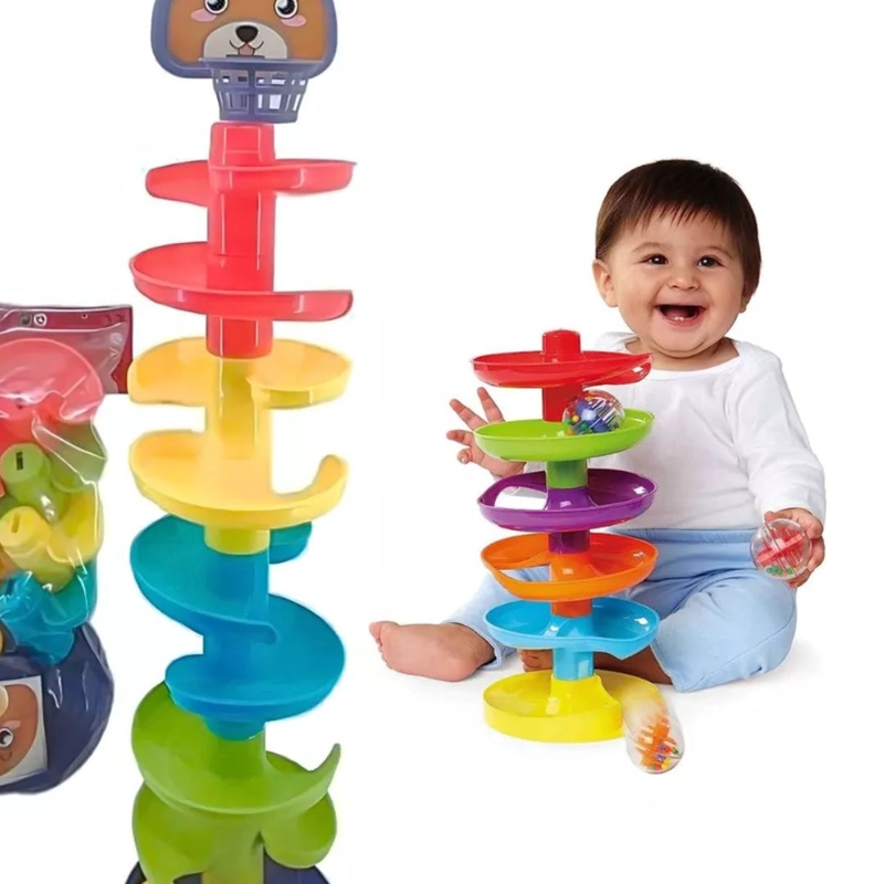 JUGUETE TORRE PELOTAS 9 PISOS TOBOGAN ESTIMULACION BEBES Y NIÑOS - 1