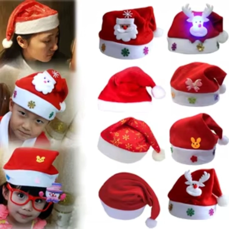 PACK 12 GORRO DE NAVIDAD CON LUCES - 1