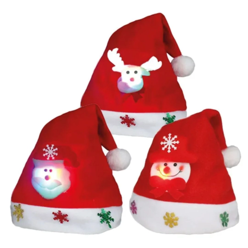 PACK 12 GORRO DE NAVIDAD CON LUCES - 2