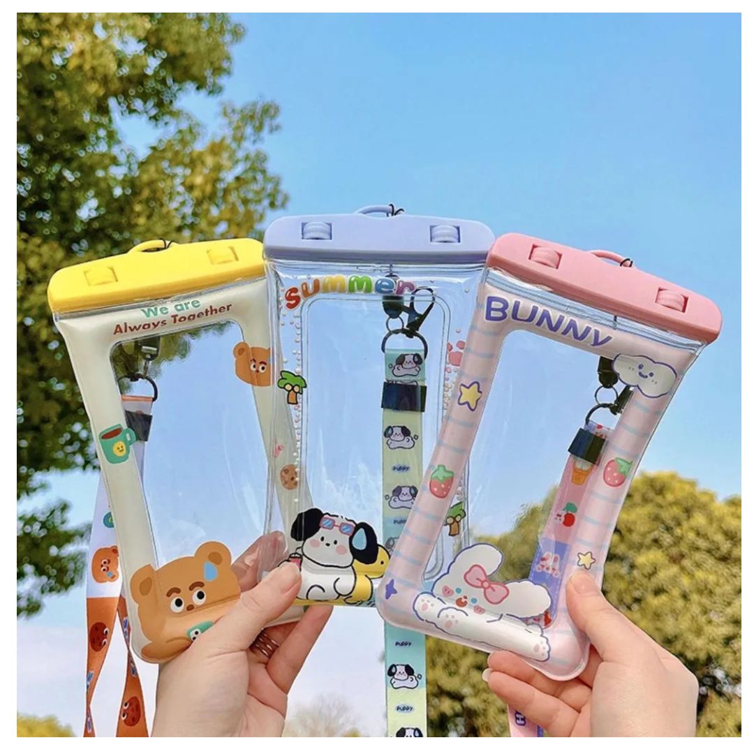 PACK 2 FUNDA PROTECTOR ACUÁTICA IMPERMEABLE PARA CELULARES KAWAII - 3