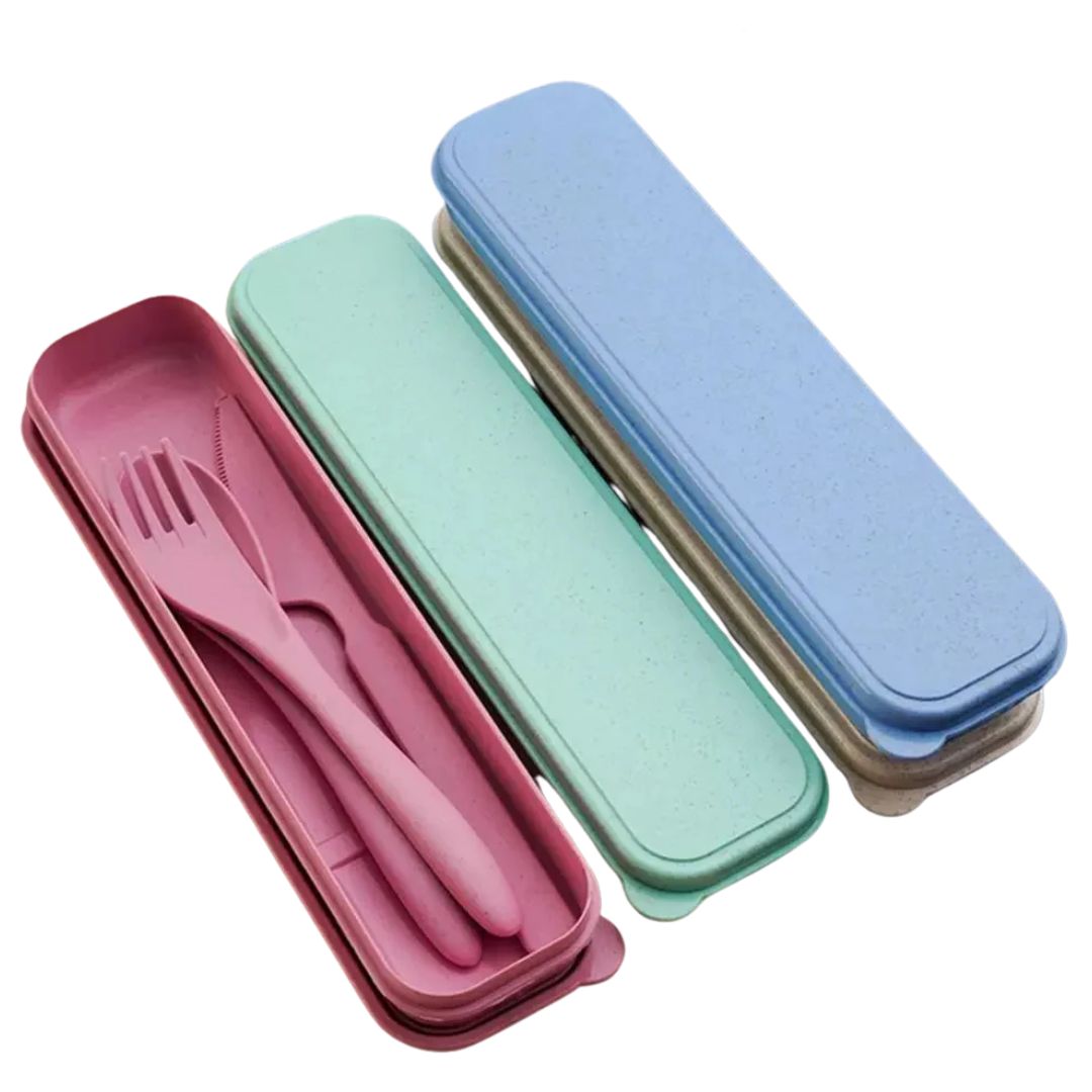 PACK 3 SET DE 3 CUBIERTOS DE BAMBU PORTÁTIL NIÑO - 2