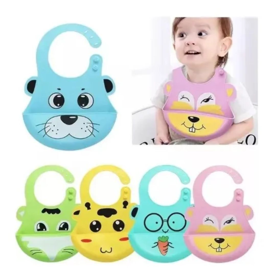 BABERO PARA BEBÉ 100% SILICONA NIÑA Y ANTIDERRAMES - 1