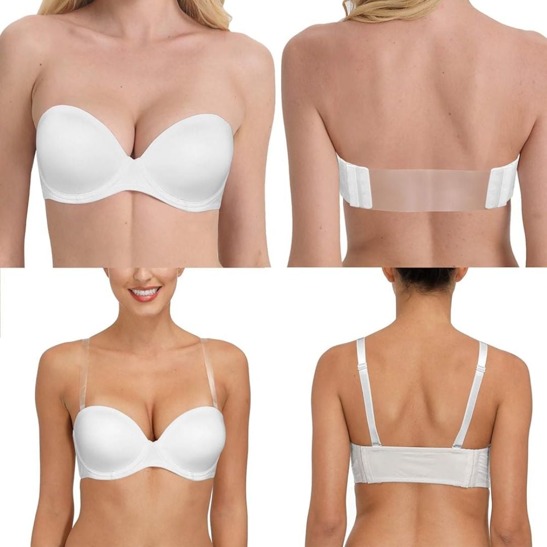 BRASIER PUSH-UP MULTIFUNCIONAL 3 SUJETADORES PARA MUJER, TIRANTES TRANSPARENTES, COPAS CONVERTIBLES SUJERADOR SIN ESPALDA - 1
