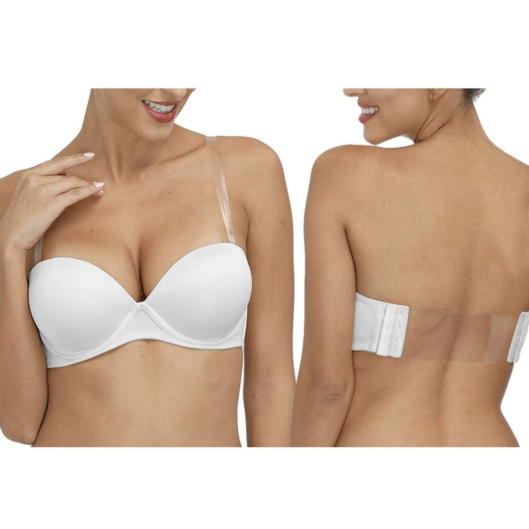 BRASIER PUSH-UP MULTIFUNCIONAL 3 SUJETADORES PARA MUJER, TIRANTES TRANSPARENTES, COPAS CONVERTIBLES SUJERADOR SIN ESPALDA - 2