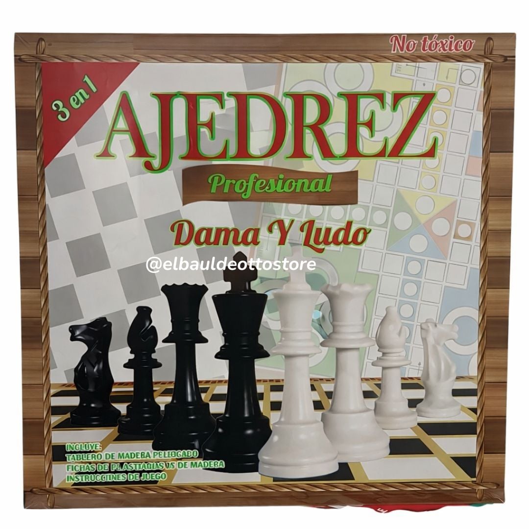 JUEGO DE MESA AJEDREZ 3 EN 1 PROFESIONAL – AJEDREZ, DAMAS Y LUDO PARA NIÑOS Y ADULTOS - 1