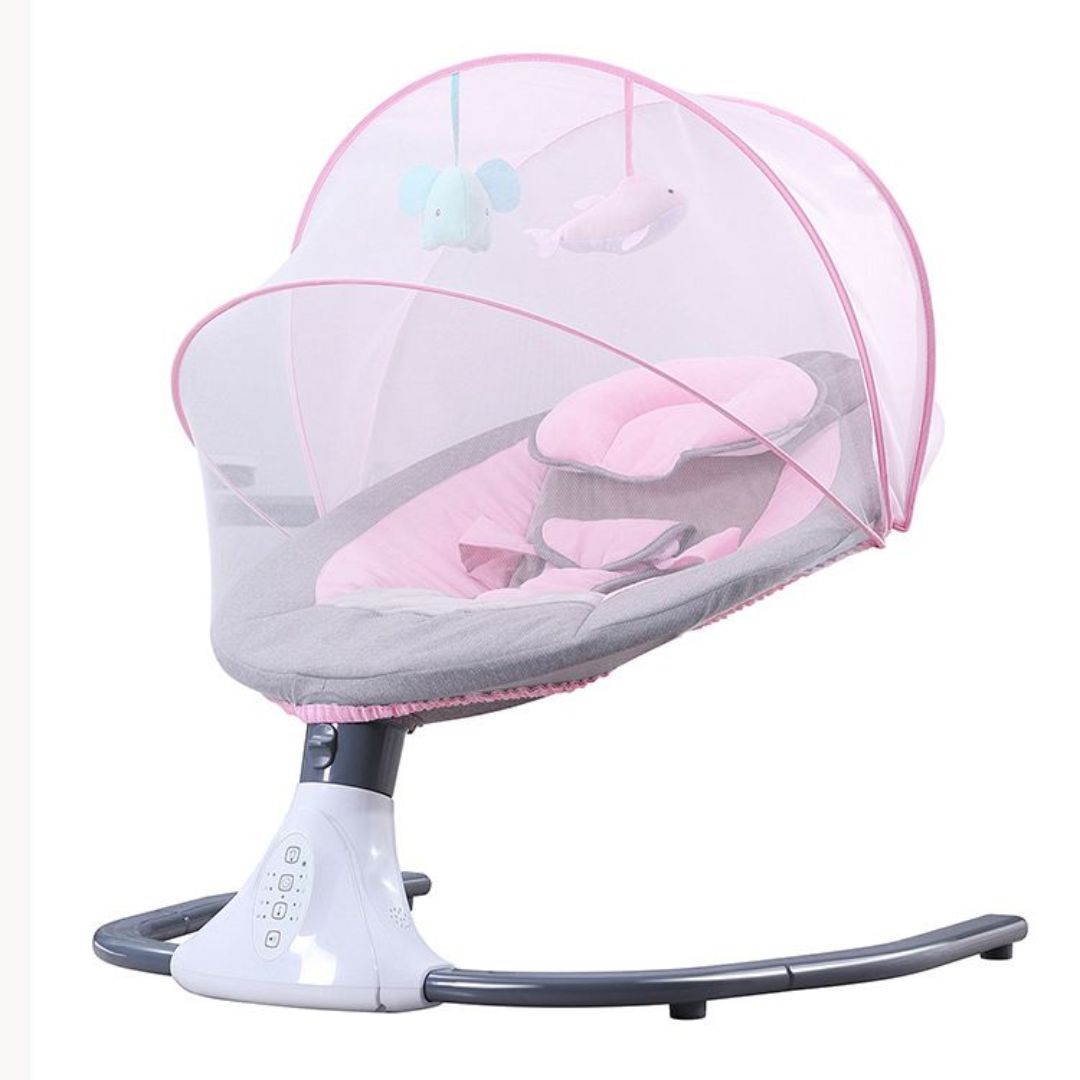 MECEDORA ELECTRICA PARA BEBES A CONTROL REMOTO ROSADO - 1