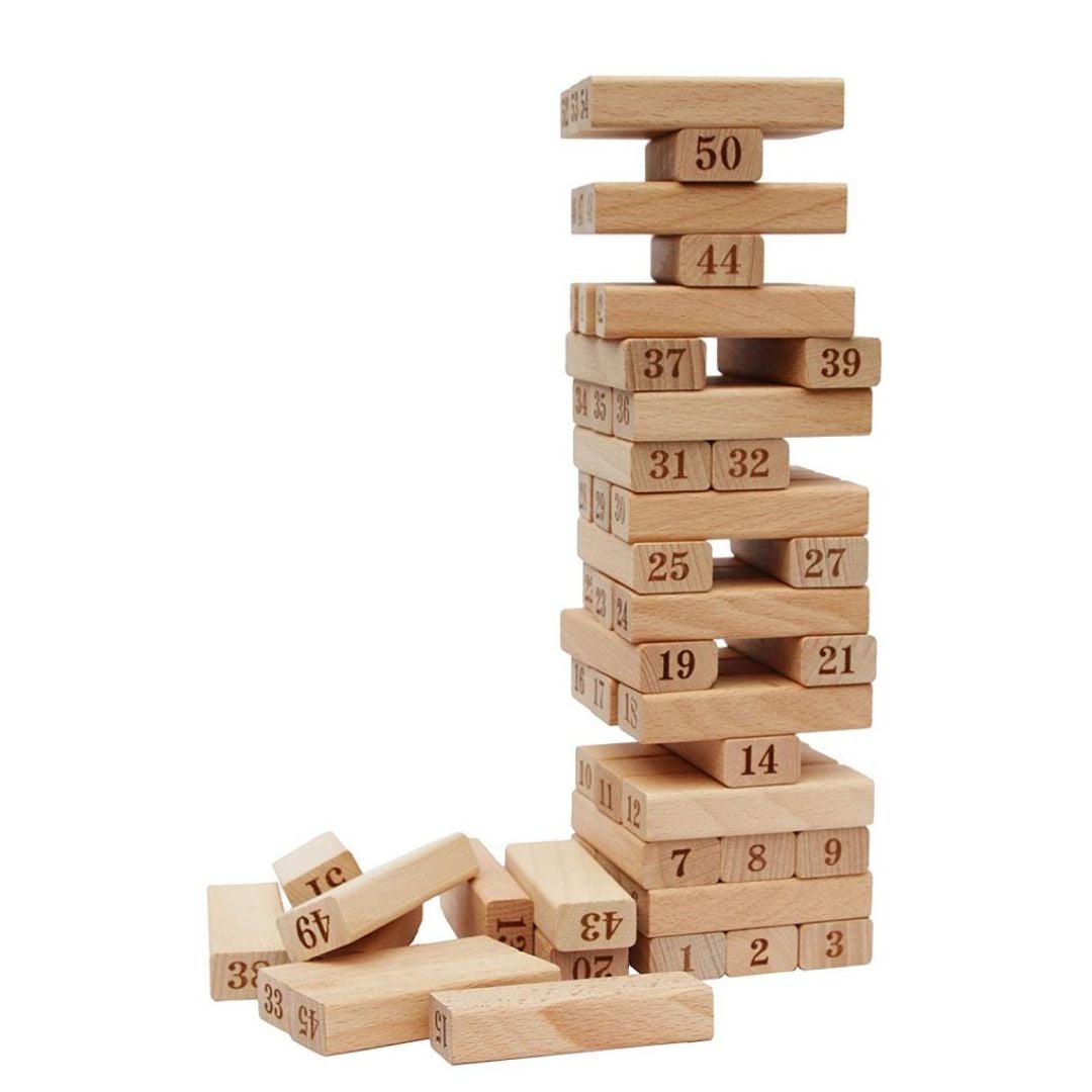 JENGA TORRE CON DADO MADERA DIDÁCTICO 54 PIEZAS - 1