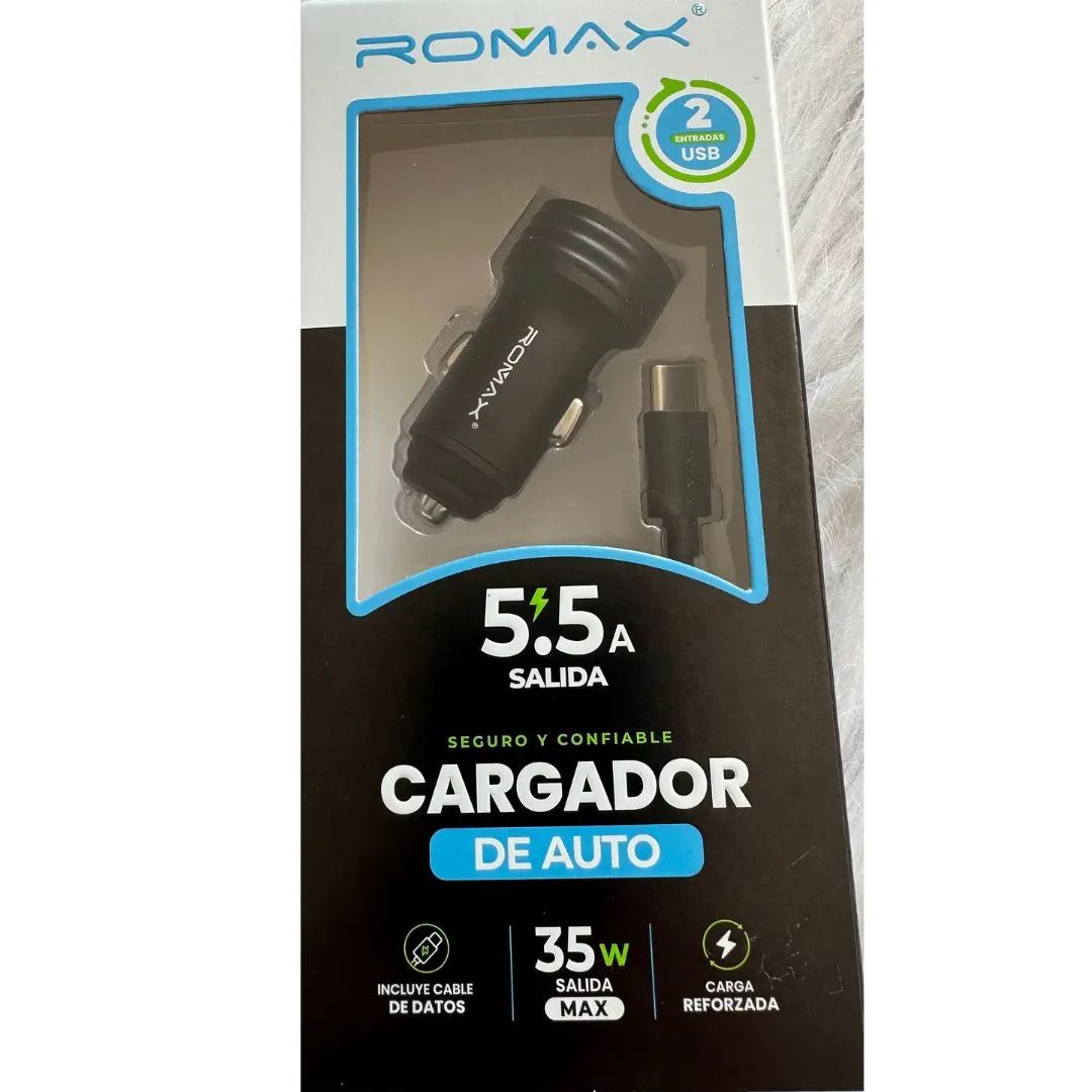 CARGADOR DE CELULAR PARA AUTO 2 ENTRADAS USB TIPO C - 1