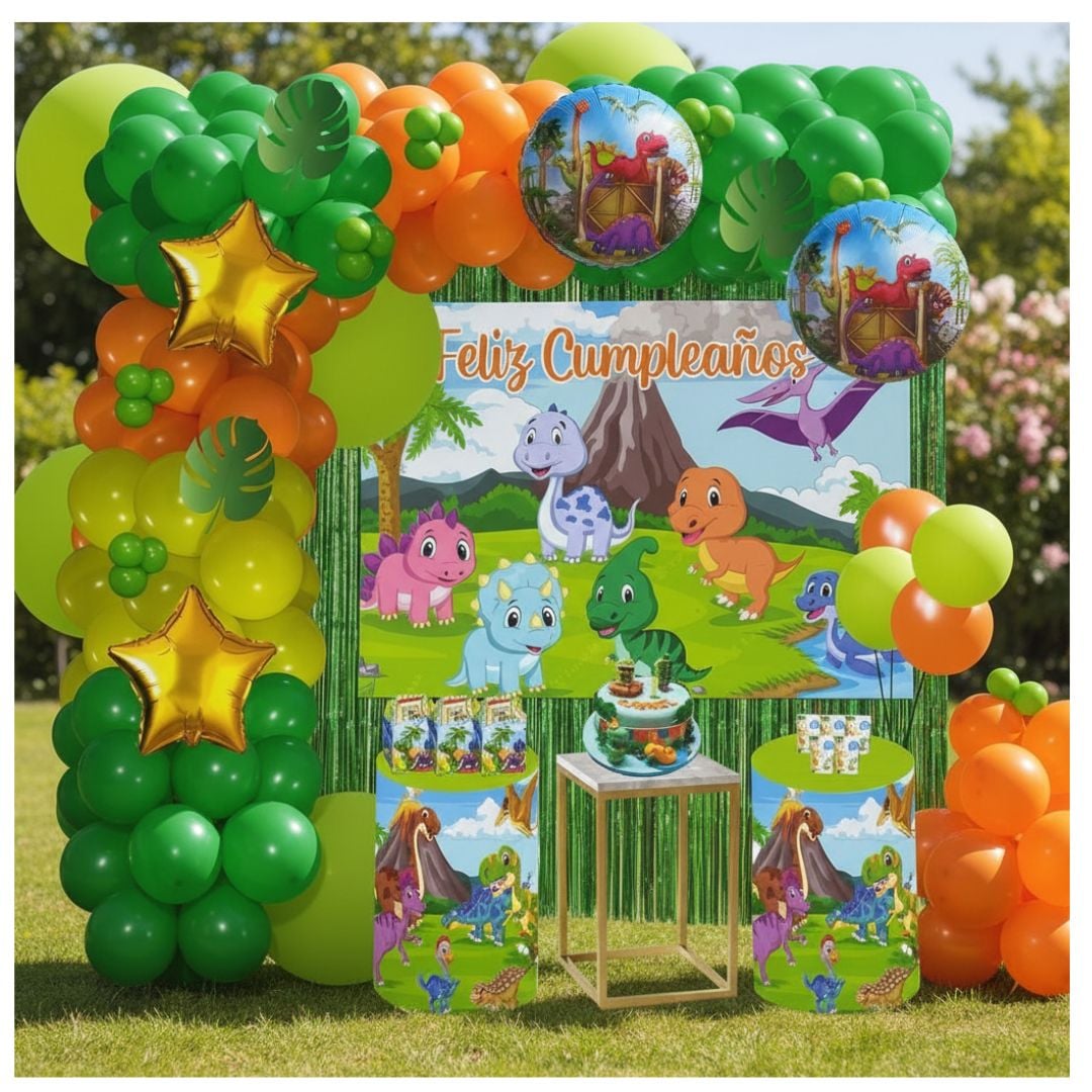 GLOBOS BOUQUET FELIZ CUMPLEAÑOS DE DINOSARIO BEBÉ - 1