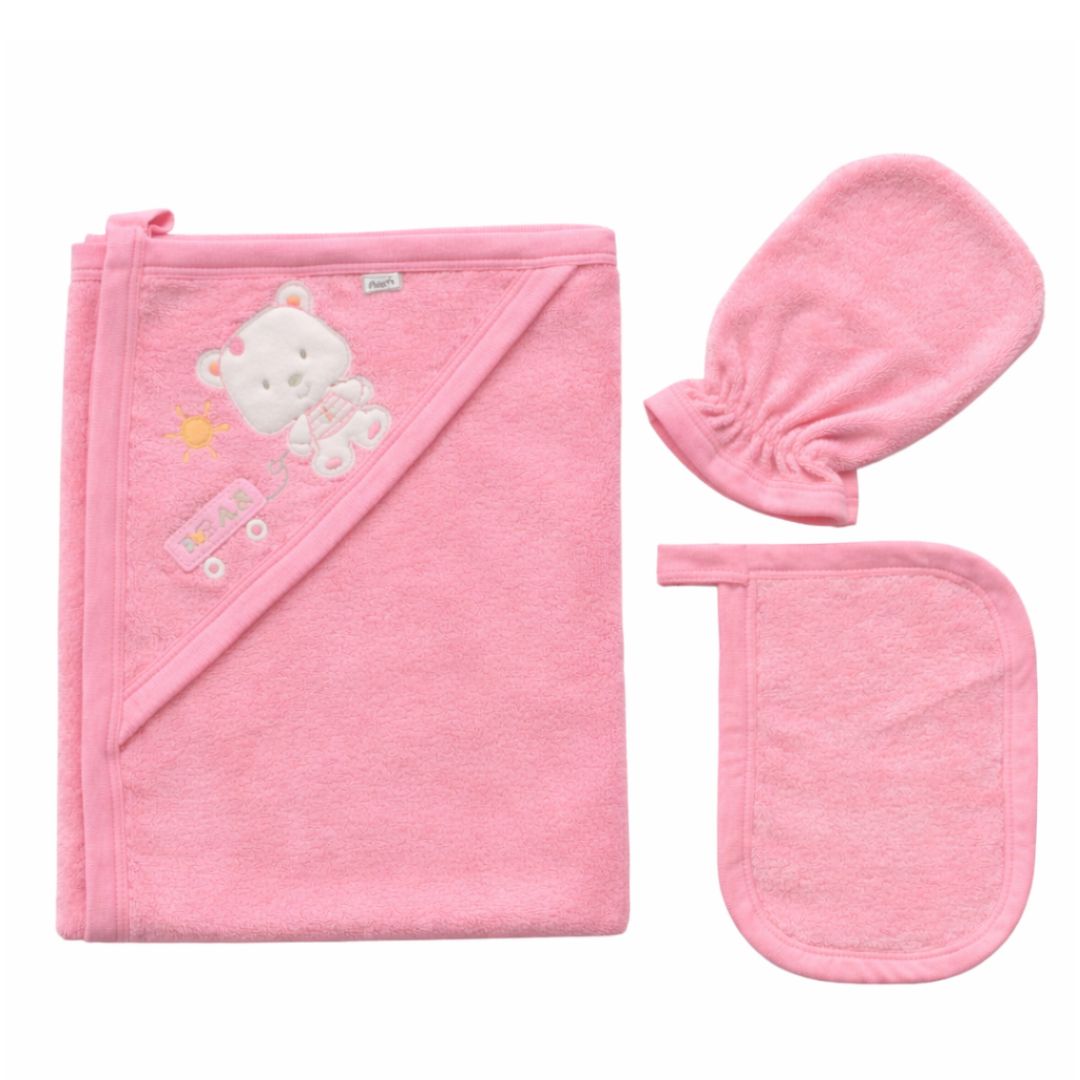 TOALLA CON CAPUCHA DE BEBE + MANOPLA + BABITA - 2