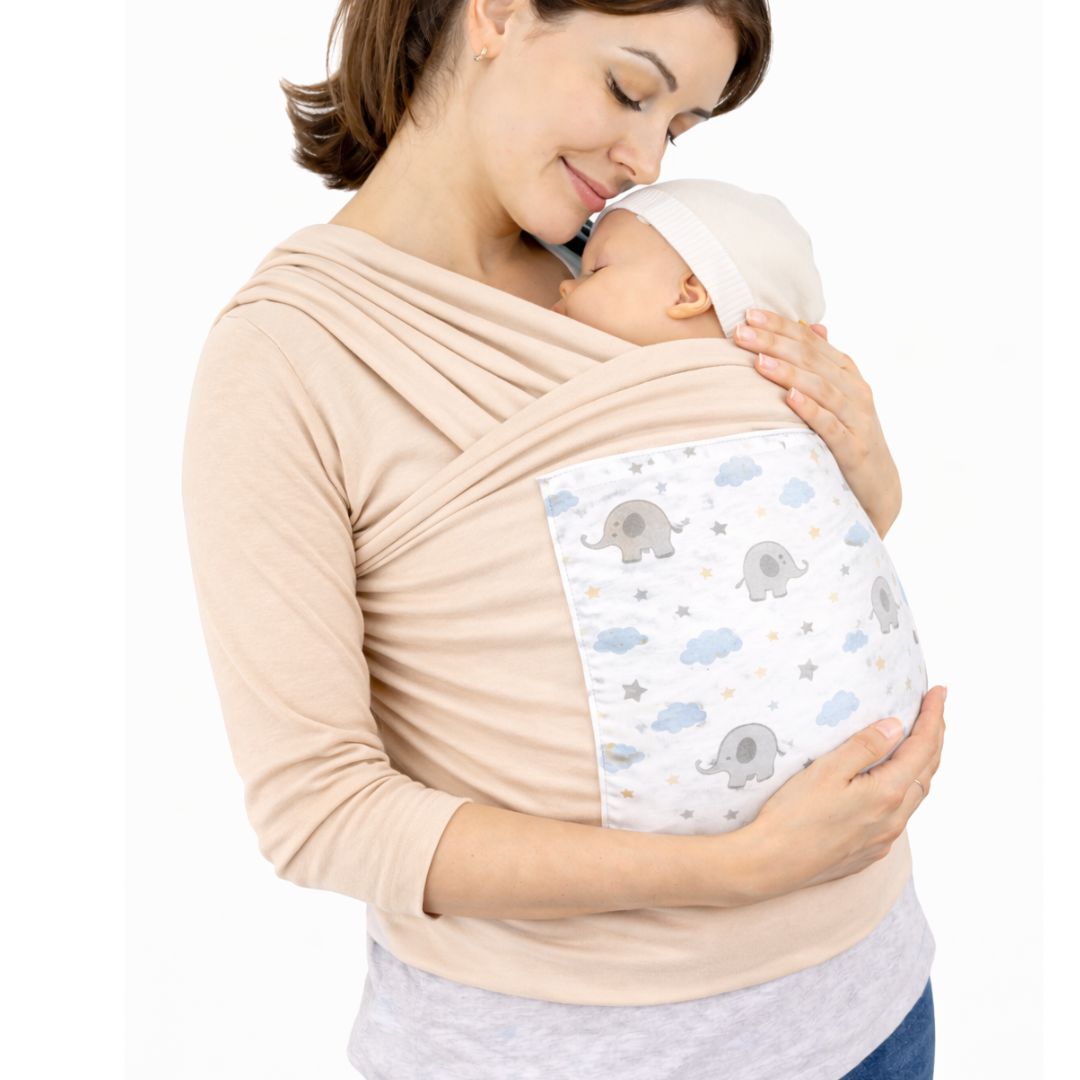 PORTA BEBE FULAR DOS PIEZAS 100% ALGODÓN BEIGE - 1