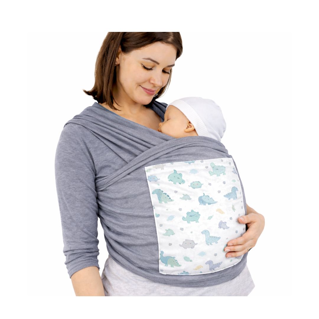 PORTA BEBE FULAR DOS PIEZAS 100% ALGODÓN GRIS - 1