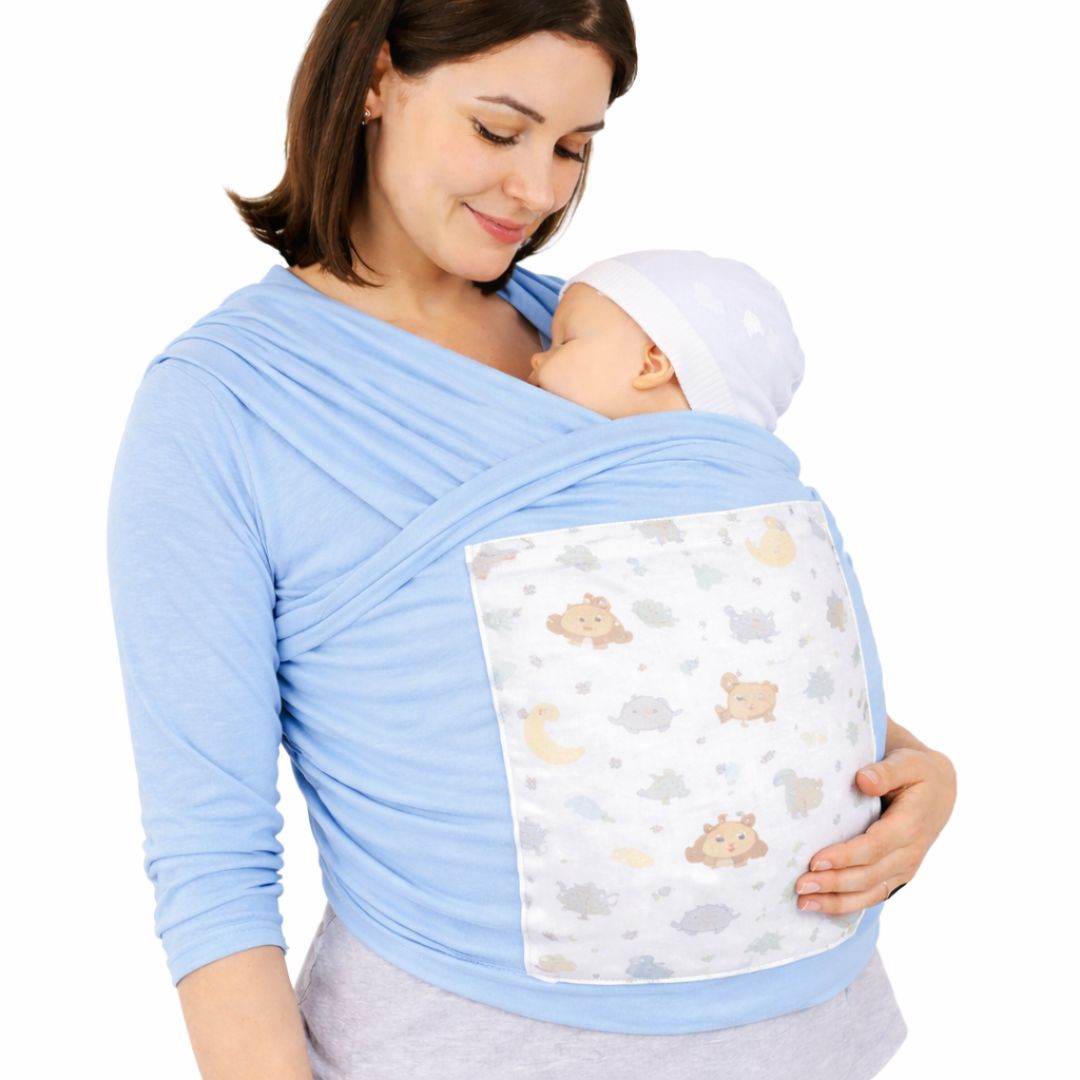 PORTA BEBE FULAR DOS PIEZAS 100% ALGODÓN CELESTE - 1
